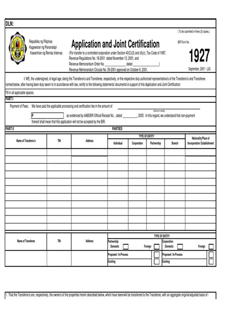 bir form 1927|Annex 'B' .
